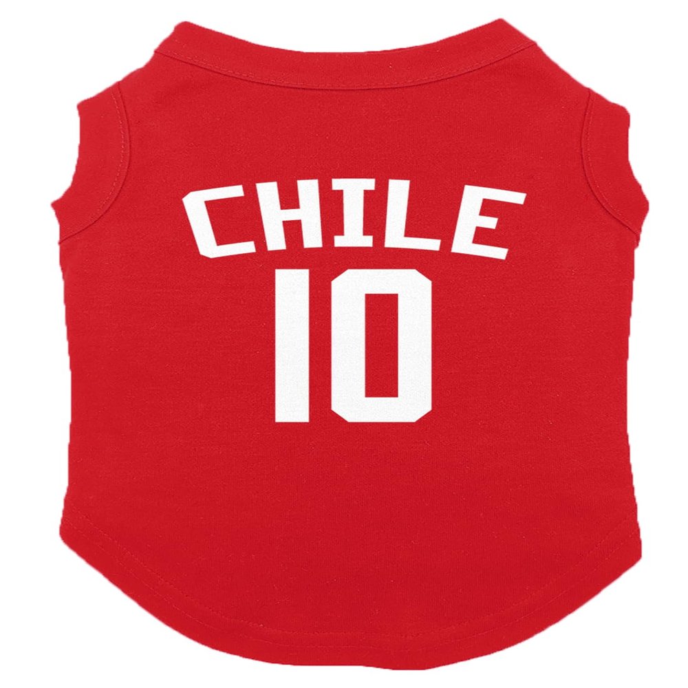 Chile Jersey - Soccer Sporty Dog Shirt (Red, Medium)