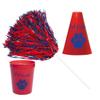 Anderson's Exclusive Red and Blue Paw Pride Shaker Pom Poms Megaphone Noisemaker Stadium Cup Set School Spirit Cheerleader Sports Fan Football Homecoming Squad Team Party Dance Club Pack of 48 view 1