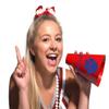 Anderson's Exclusive Red and Blue Paw Pride Shaker Pom Poms Megaphone Noisemaker Stadium Cup Set School Spirit Cheerleader Sports Fan Football Homecoming Squad Team Party Dance Club Pack of 48 view 3