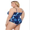 Aqua Green Women's Full Coverage V-Neck Surplice Trim Overlay One Piece Swimsuit with Tummy Compression, Chic Tie Dye, Large view 2