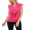 Zac & Rachel Women's Pull On Sleeveless DTY Cowlneck Knit Top, Fuchsia Bloom, 1X view 2