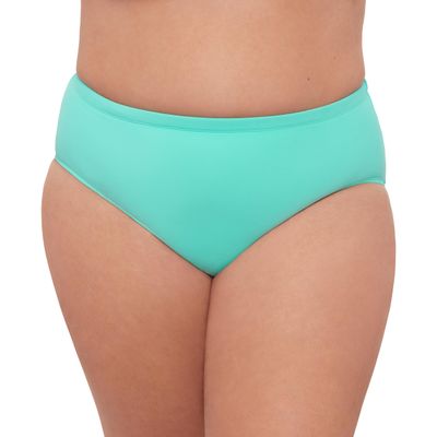 Aqua Green Women's Mid Rise Compression Swim Brief with Tummy Control, Midori, Large