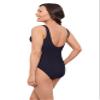 Aqua Green Womens Cinched V-Neck Shirred 1pc One Piece Swimsuit, True Navy, Large US view 2