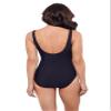 Aqua Green Womens Cinched V-Neck Shirred 1pc One Piece Swimsuit, True Navy, Large US view 3