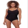 Aqua Green Women's Princess Seam Adjustable V-Neck Side Shirred One Piece Swimsuit with Tummy Compression, Black, X-Large view 1