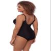 Aqua Green Women's Princess Seam Adjustable V-Neck Side Shirred One Piece Swimsuit with Tummy Compression, Black, X-Large view 3