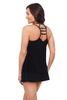 Aqua Green Women's V-Neck Full Coverage Ladder Trim Detail Racerback Tankini Swim Top, Black, Small view 2