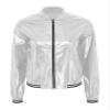 Oyolan Women's Holographic Party Shimmering Shiny Lightweight Zipper Metallic Bomber Jacket Carnival Costume Silver X-Large view 3