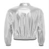Oyolan Women's Holographic Party Shimmering Shiny Lightweight Zipper Metallic Bomber Jacket Carnival Costume Silver X-Large view 4