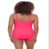 Aqua Green Women's Full Coverage V-Neck Surplice Trim Overlay One Piece Swimsuit with Tummy Compression, Rose Quartz, 2X view 2