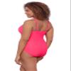 Aqua Green Women's Full Coverage V-Neck Surplice Trim Overlay One Piece Swimsuit with Tummy Compression, Rose Quartz, 2X view 3