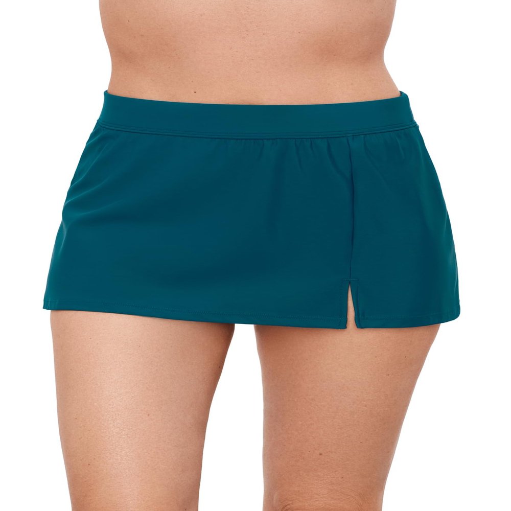 Aqua Green Women's Full Coverage Skirted Swim Bottom with Side Slit, Lagoon, Medium