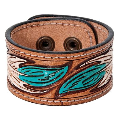 American Darling Bracelet Hand Tooled Carved Genuine Leather Women | Handmade Western Rustic