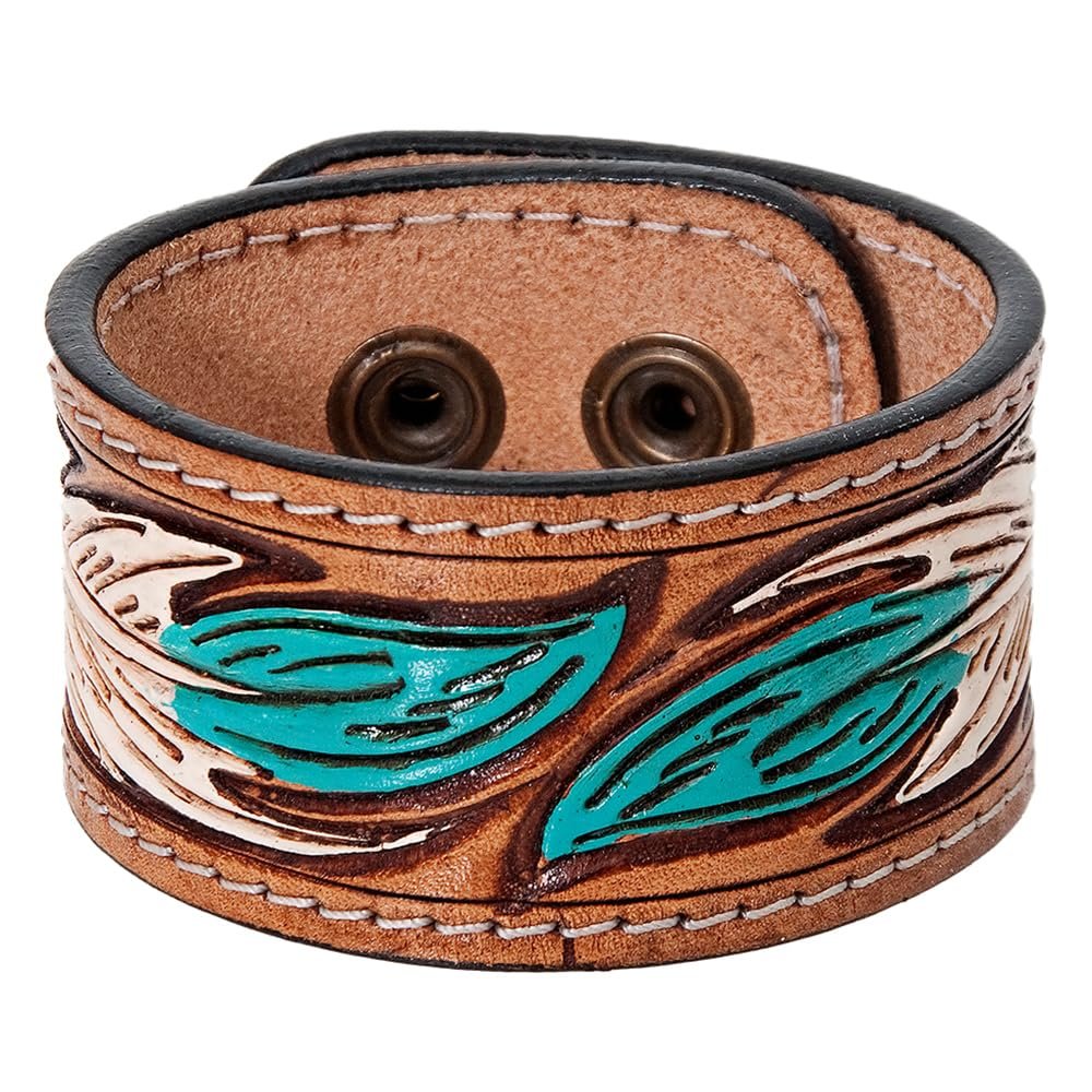 American Darling Bracelet Hand Tooled Carved Genuine Leather Women | Handmade Western Rustic