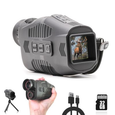 Sheawasy Night Vision Monocular, Digital Infrared Night Vision for 100% Darkness, 1080P FHD Video, 32GB Included, for Travel, Camping, Hunting, Surveillance