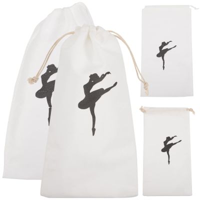 BESPORTBLE 4pcs Portable Drawstring Ballet Dance Shoe Bags for Girls Durable Canvas Storage Pouches for Dance Practice and Ballet Accessories