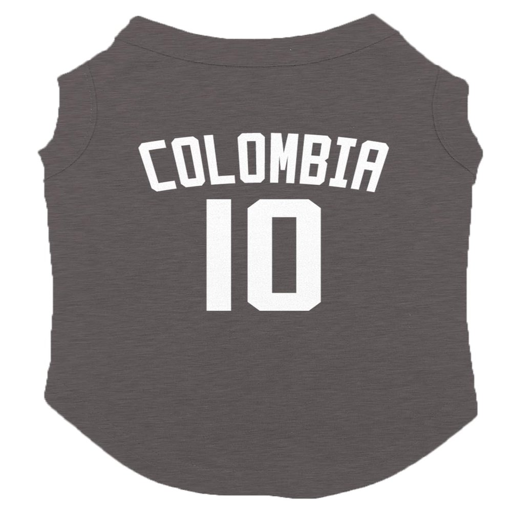Colombia Jersey - Soccer Sporty Dog Shirt (Dark Gray, Medium)