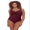 Aqua Green Womens Cinched V-Neck Shirred 1pc One Piece Swimsuit, Currant, Large US view 1