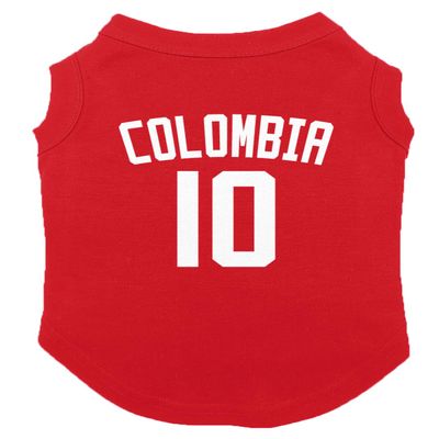 Colombia Jersey - Soccer Sporty Dog Shirt (Red, X-Small)