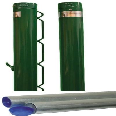 Har-Tru Green Deluxe Round Tennis Post w Internal Wind (2 7/8 Inch OD) Bundled w Round Galvanized Ground Sleeves