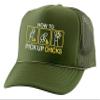 ALLNTRENDS How to Pick Up Chicks Hat Funny Embroidered Trucker Cap (Olive Green) view 1