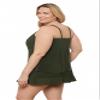 Aqua Green Women's Keyhole High Neck Full Coverage Adjustable Tankini Swim Top, Malachite, Small view 2