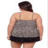 Aqua Green Women's Keyhole High Neck Full Coverage Adjustable Tankini Swim Top, Seeing Spots, Large view 2