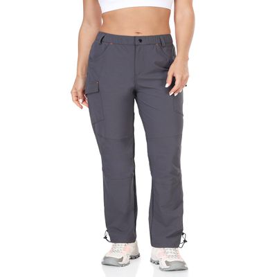 Women's Cargo Capris Hiking Pants Lightweight Waterproof Travel Outfits Camping Clothes Casual Summer Pockets Grey XL