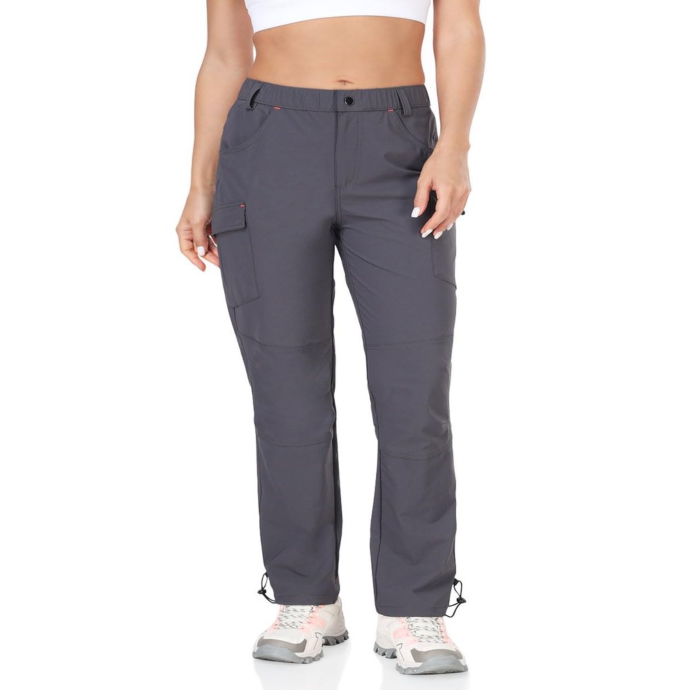 Women's Cargo Capris Hiking Pants Lightweight Waterproof Travel Outfits Camping Clothes Casual Summer Pockets Grey XL