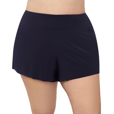 Aqua Green Women's High Waist Beach Swim Short Bottom, True Navy, X-Large