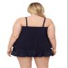 Aqua Green Women's Keyhole High Neck Full Coverage Adjustable Tankini Swim Top, True Navy, Large view 3