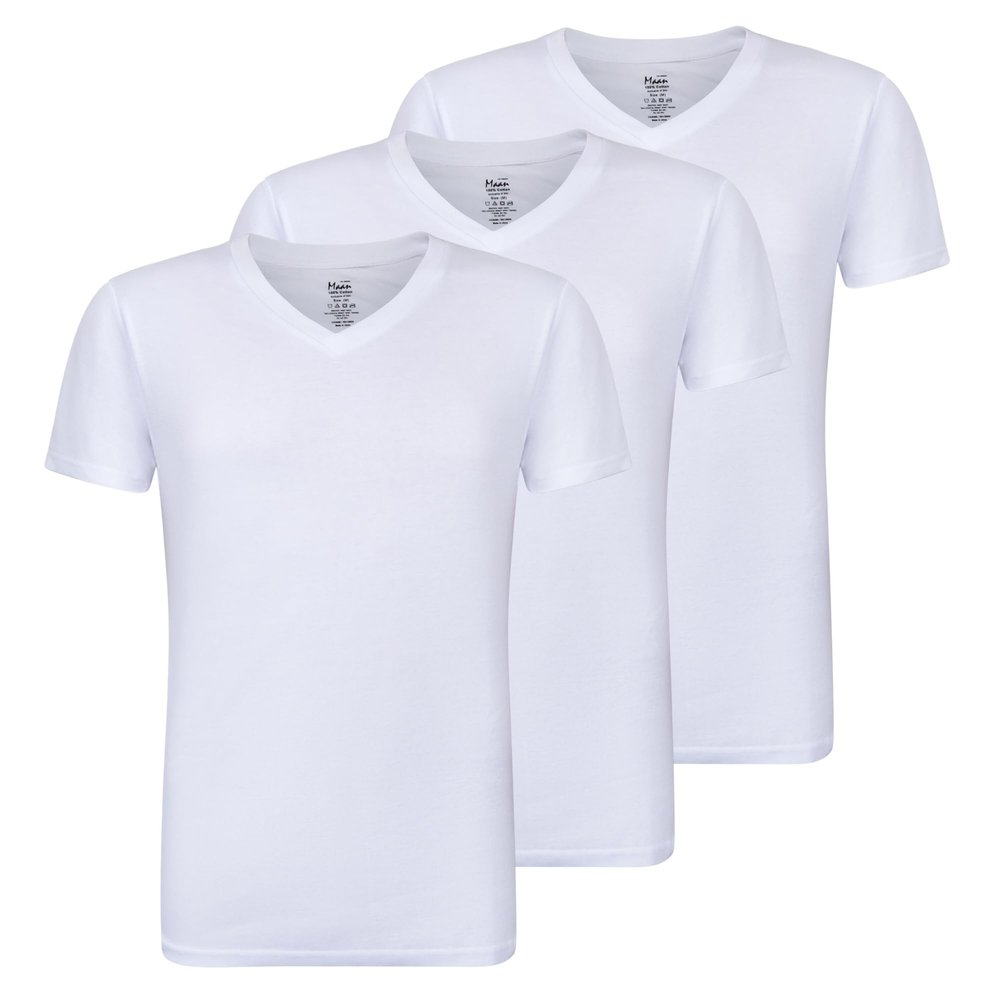 Buyless Fashion Big Boys Tagless V-Neck Soft Cotton Undershirts Short Sleeves T-Shirt (3 Pack) - TW24-BT-17-18 White
