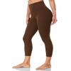HeyNuts Yoga Pro Women's Buttery Soft Yoga Capris Leggings, High Waisted Compression Workout Yoga Lounge 3/4 Cropped Pants 21" Java Coffee S(4/6) view 1
