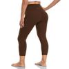 HeyNuts Yoga Pro Women's Buttery Soft Yoga Capris Leggings, High Waisted Compression Workout Yoga Lounge 3/4 Cropped Pants 21" Java Coffee S(4/6) view 2
