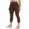 HeyNuts Yoga Pro Women's Buttery Soft Yoga Capris Leggings, High Waisted Compression Workout Yoga Lounge 3/4 Cropped Pants 21" Java Coffee S(4/6) view 3