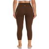 HeyNuts Yoga Pro Women's Buttery Soft Yoga Capris Leggings, High Waisted Compression Workout Yoga Lounge 3/4 Cropped Pants 21" Java Coffee S(4/6) view 4