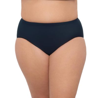Aqua Green Women's Mid Rise Compression Swim Brief with Tummy Control, True Navy, 2X