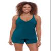Aqua Green Women's Full Coverage Supportive Y-Back Swim Tankini Top, Lagoon, 1X view 1