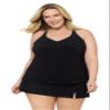 Aqua Green Women's Full Coverage Supportive Y-Back Swim Tankini Top, Black, X-Large view 1
