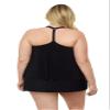 Aqua Green Women's Full Coverage Supportive Y-Back Swim Tankini Top, Black, X-Large view 3