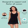 Aqua Green Women's Full Coverage Supportive Y-Back Swim Tankini Top, Black, X-Large view 4