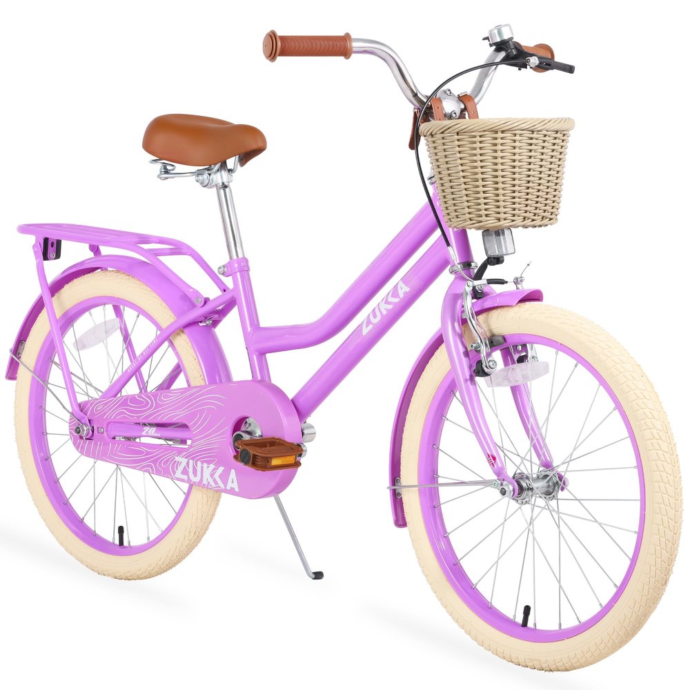 20" Inch Girls Bike Kids Bike Girls Bicycle 20 Bike for Girl Ages 7 8 9 10 Years Old,MTB Single Speed Bicycle,Enclosed Chainguard Kids' Bicycles,Adjustable Riding PositionPastel Pink-Purple