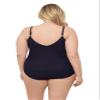 Aqua Green Women's Princess Seam Adjustable V-Neck Side Shirred One Piece Swimsuit with Tummy Compression, True Navy, 1X view 3