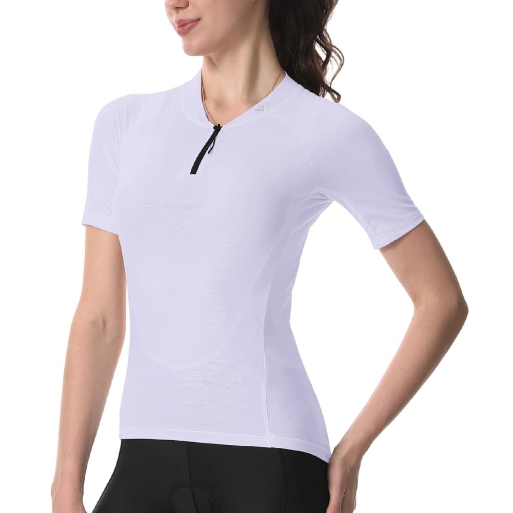 Wulibike Cycling Jersey Women Half Zipper Short Sleeve Breathable Road Biking Bike Shirts for Zip Pocket Cycle Tops Upf50+