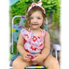 0-6 Months Baby Girls One Piece Ruffle Swimsuits Infant Floral Bathing Suit Off Shoulder Flower Swimwear Swimming Beach Wear with Headband view 2