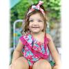 0-6 Months Baby Girls One Piece Swimsuits Infant Flamingo Bathing Suit Off Shoulder Swimwear Swimming Beach Wear with Headband view 3
