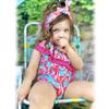 0-6 Months Baby Girls One Piece Swimsuits Infant Flamingo Bathing Suit Off Shoulder Swimwear Swimming Beach Wear with Headband view 4