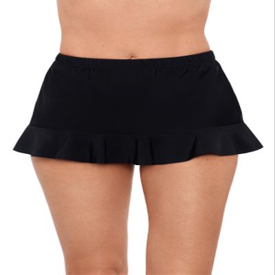 Aqua Green Women's High Waist Slimming Ruffle Skirted Swim Bottom, Black, Small