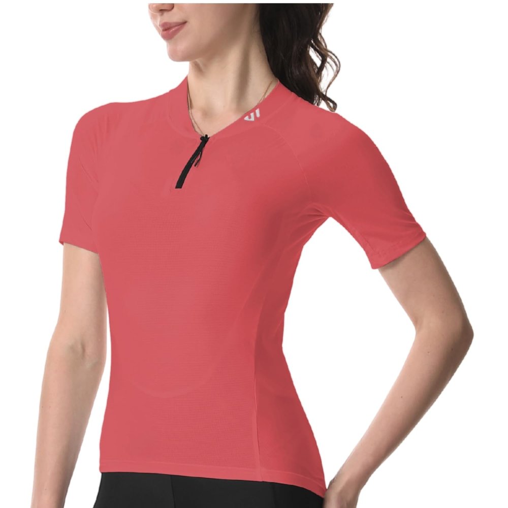 Wulibike Cycling Jersey Women Half Zipper Short Sleeve Breathable Road Biking Bike Shirts for Zip Pocket Cycle Tops Upf50+