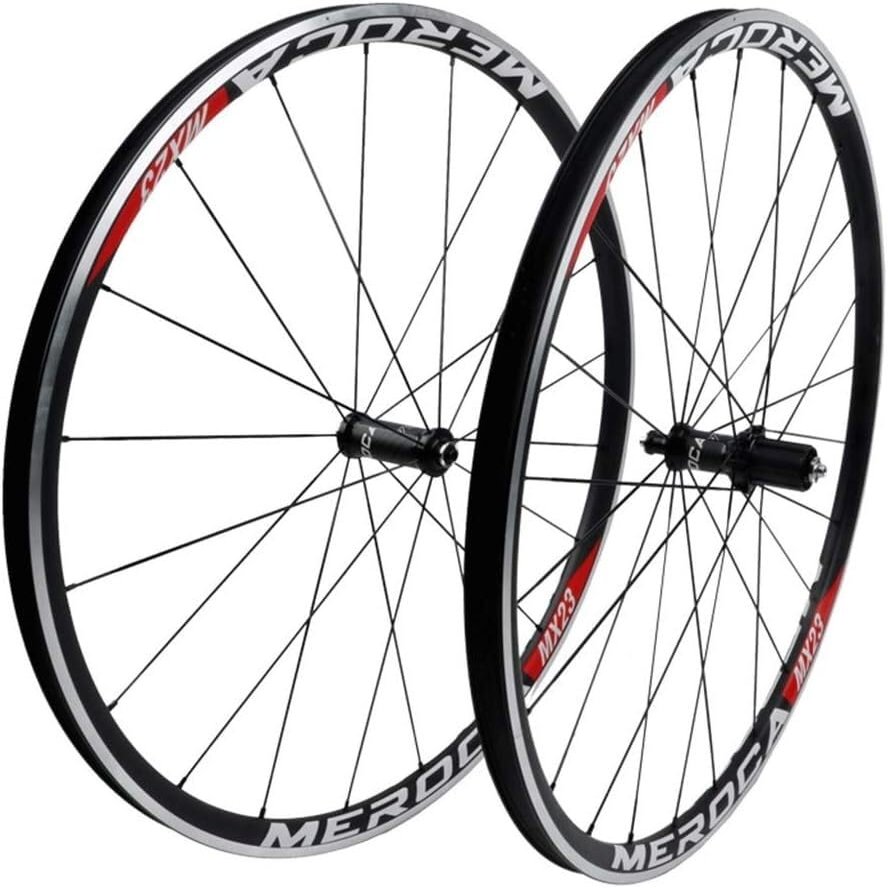 AMeLL Road Bike Wheelset 700C Straight Pull Disc Brake 4 Perlin Wheelset Double Rims Double Wall Alloy Rims (Color : Red)